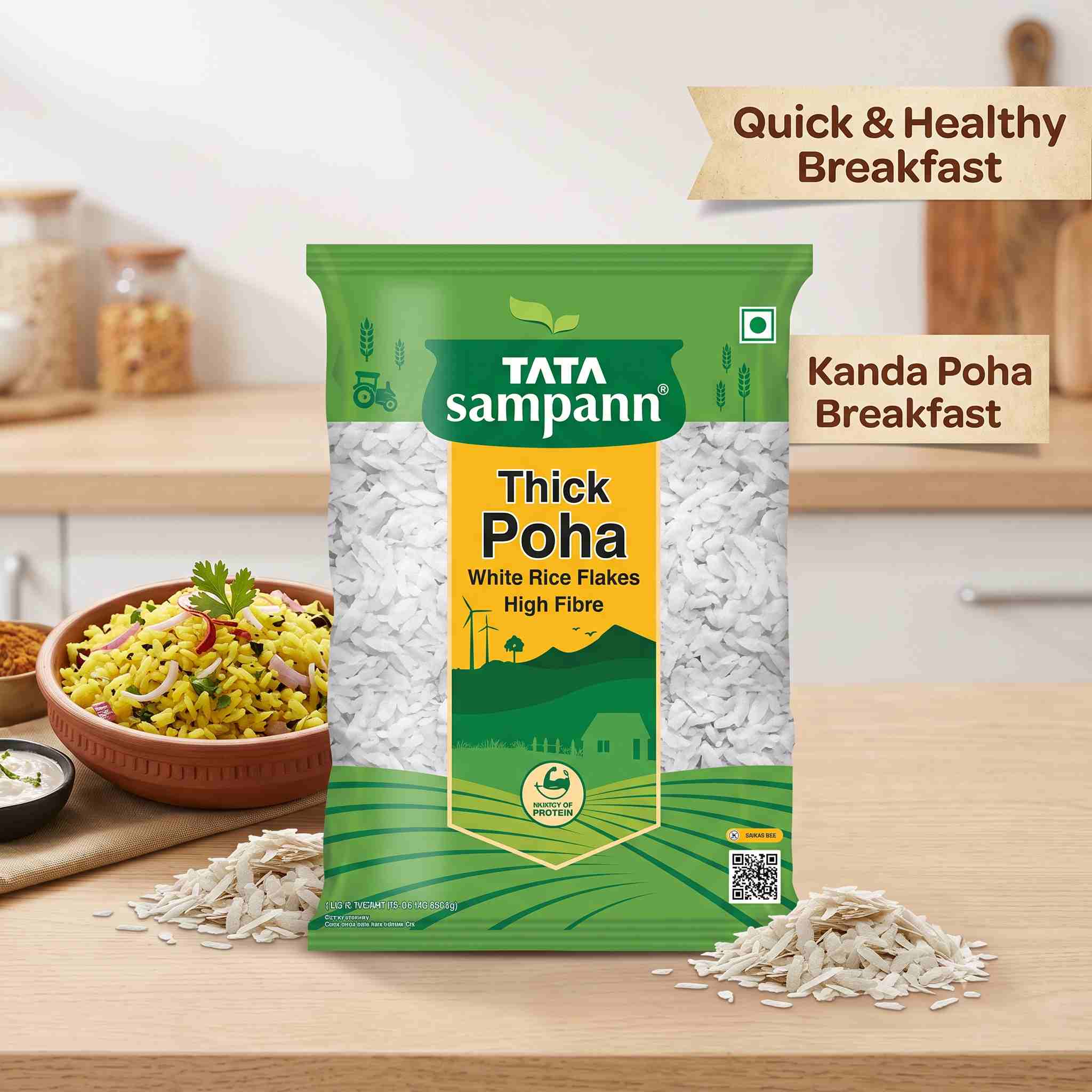 Tata Sampann Poha Thick White Rice Flakes
