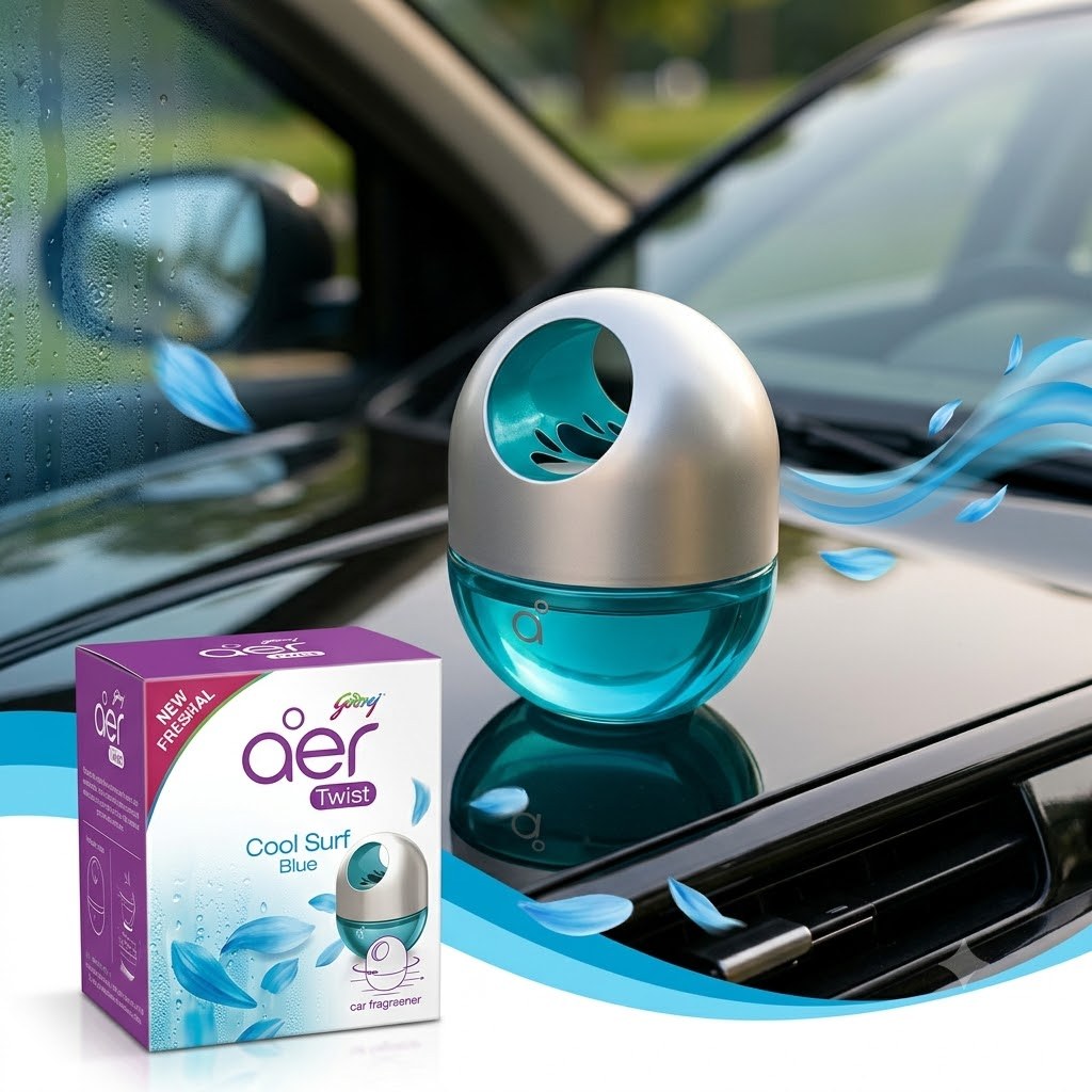 Godrej Aer Twist Car Air Freshener Gel (Cool Surf Blue)
