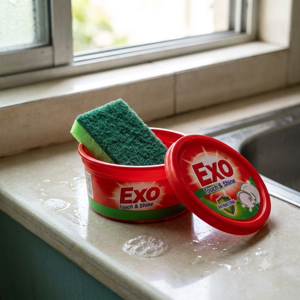 Exo Touch Antibacterial Dishwash Round Bar with Scrubber