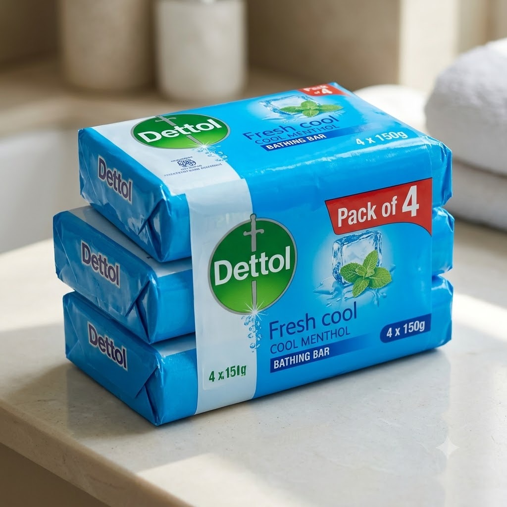 Dettol Fresh Cool Menthol Bathing Bar (Pack of 4)