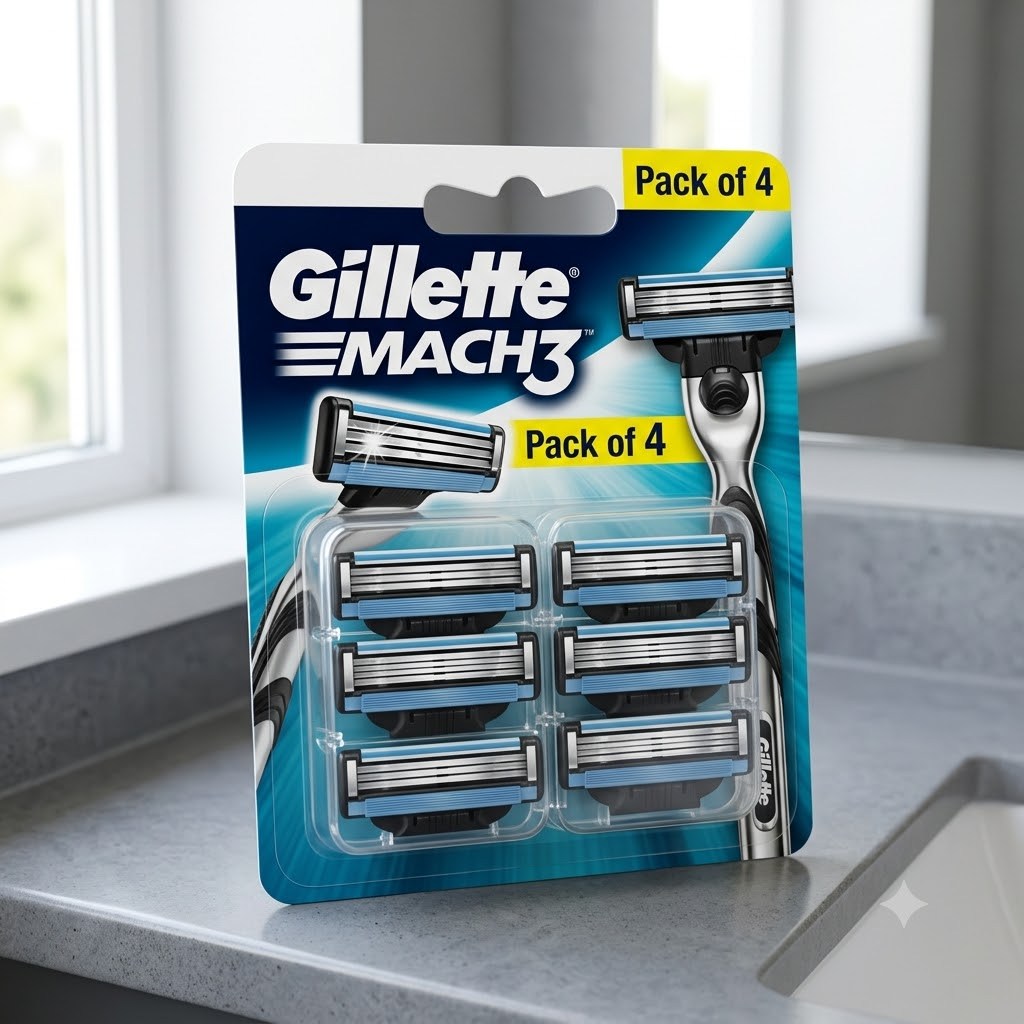 Gillette Mach3 Men Shaving Razor Blades (Pack of 4)