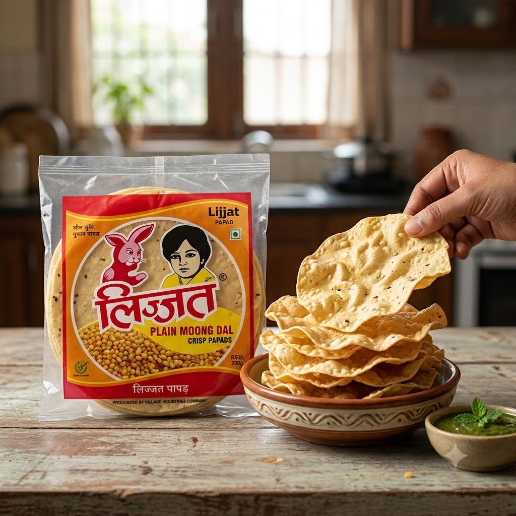 Lijjat Plain Moong Dal Crisp Papads