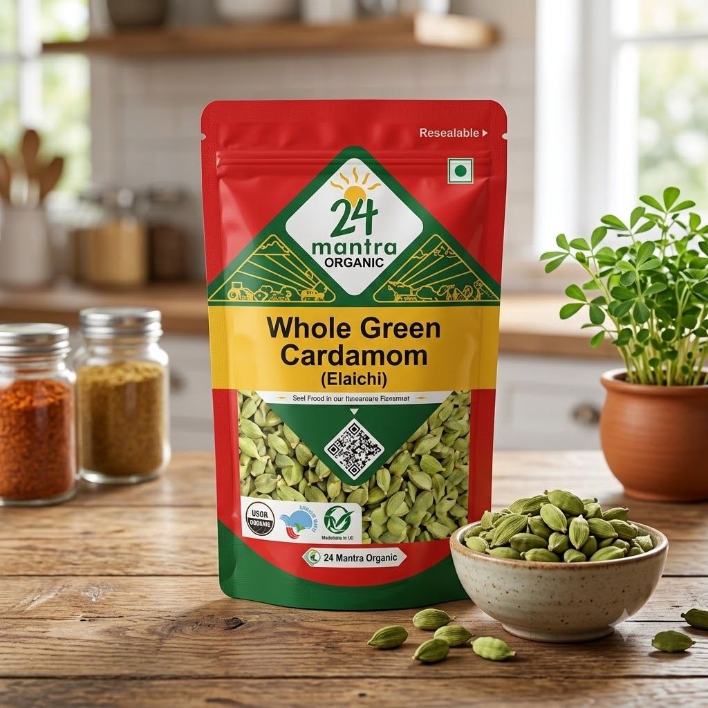 24 Mantra Organic Whole Green Cardamom (Elaichi)